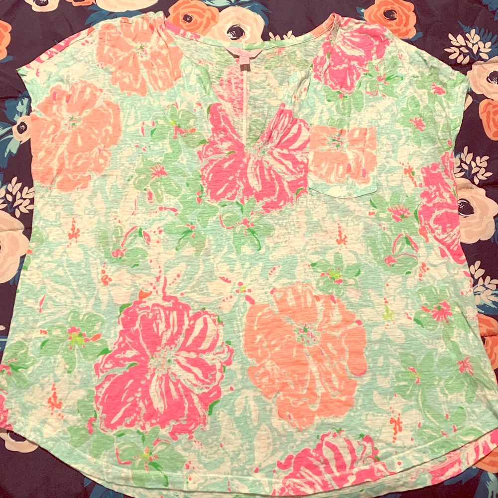 Lilly Pulitzer hibiscus stroll duval top XL